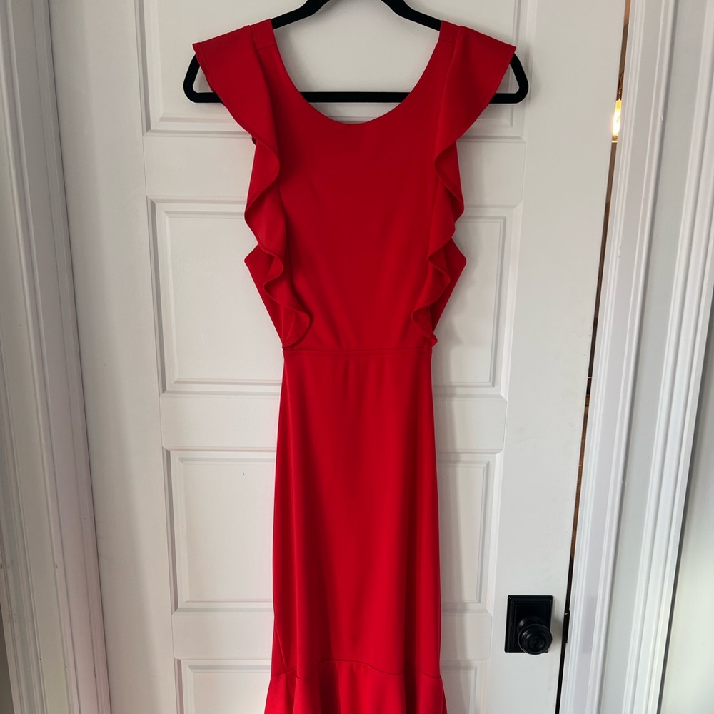 Red midi cocktail dress